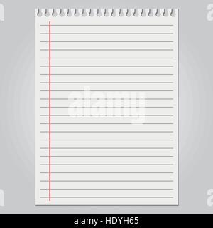 Blank white worksheet exercise book. Vector EPS 10 illustration. Stock Vector