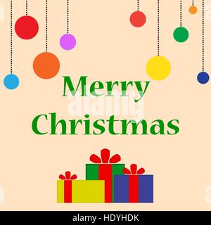 Retro Christmas card with gift box. Christmas and New year card. Vector illustration Stock Vector