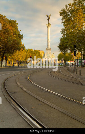 Tram lines in central Bordeaux, France. Stock Photo