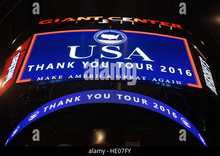 Hershey, Pennsyvlania, USA. 15th Dec, 2016. President-Elect Donald Trump and Vice-President-Elect Mike Pence rally at the Giant Center in Hershey, PA during the post-election Thank You Tour. Credit: Bastiaan Slabbers/Alamy Live News Stock Photo