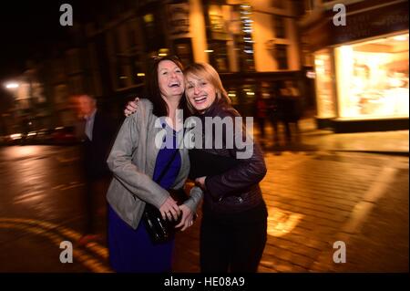 Aberystwyth, Wales, UK. 16th December 2016.     People out in Aberystwyth on ‘Booze Black Friday' or ‘Mad Friday', the last working Friday before Christmas when workers celebrate with their colleagues .   Alcohol sales in pubs, clubs and off-licences rise dramatically on this day   Photo © Keith Morris/Alamy Live News Stock Photo