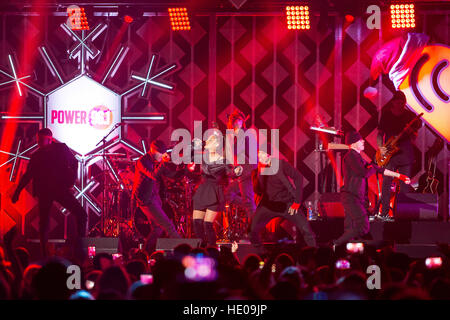 Atlanta, USA. 16th Dec, 2016. Singer Ariana Grande performing at the POWER 96.1's iHeart Radio Jingle Ball presented by Capital One at the Phillips Arena on December 16, 2016 in Atlanta, Georgia. (B. Alyssa Trofort/The Photo Access) Credit: The Photo Acce Stock Photo