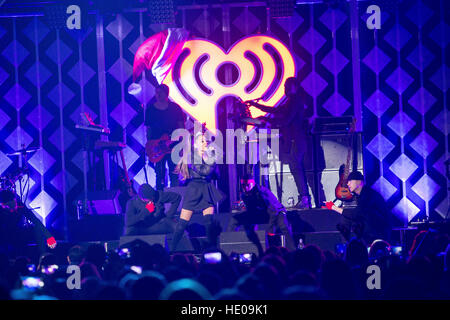 Atlanta, USA. 16th Dec, 2016. Singer Ariana Grande performing at the POWER 96.1's iHeart Radio Jingle Ball presented by Capital One at the Phillips Arena on December 16, 2016 in Atlanta, Georgia. (B. Alyssa Trofort/The Photo Access) Credit: The Photo Acce Stock Photo