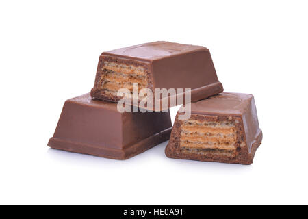 wafers in chocolate isolated on a white Stock Photo