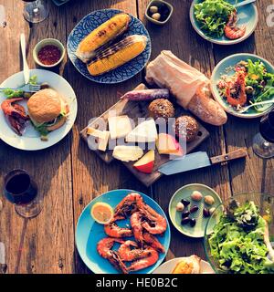 Dinner Table Food Outdoors Concept Stock Photo