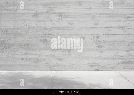 Gray concrete rough wall with wooden veining and empty floor background Stock Photo