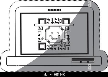 Isolated qr code and laptop design Stock Vector