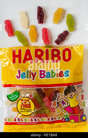 Packet Of Haribo Jelly Babies Opened With Contents Spilled On White ...