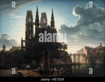Karl Friedrich Schinkel (1781-1841), Gothic Cathedral by the Water, 1813. Gotischer Dom am Wasser. Stock Photo