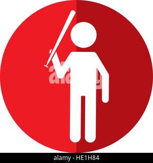character player baseball with ball shadow Stock Vector