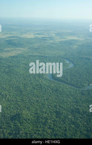 Aerial view of the Brazilian Amazon forest, close to the city of Alta Floresta. Stock Photo