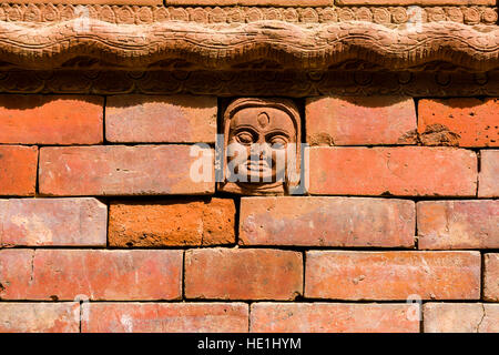 Artfully formed clay structures at the walls of the Hanuman Dhoka Palace Stock Photo