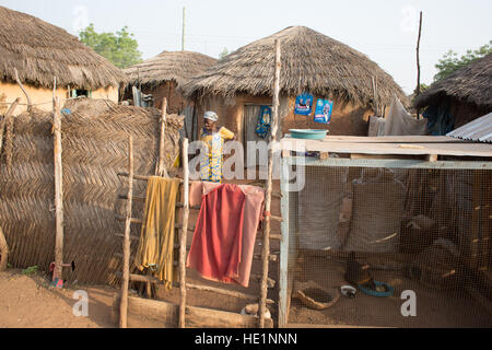 Life inside the Kukuo Witch Camp located in the Namumba South District of Northern Ghana, one of the only witch camps in the world. There are currently hundreds of alleged 'witches' living in the five camps across northern Ghana and although Ghanaians are extremely superstitious, these camps are not a story of witch craft or unusual activity, they are the story of lack of women's rights and discrimination against widowers who become a burden to their family. Despite fierce social stigmatism, being exiled from their communities and having most of their basic human rights violated, the women acc Stock Photo