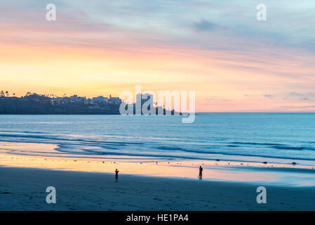 Sunset view from La Jolla Shores Beach. The city of La Jolla, California in the background. Stock Photo