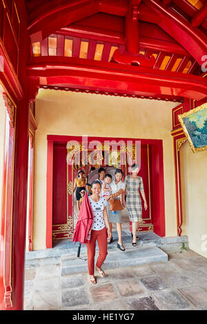 Open gallery in Khon Thai Residence (Queen's Private Apartment). Imperial City, Hue, Vietnam. Stock Photo