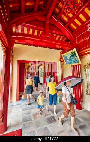 Open gallery in Khon Thai Residence (Queen's Private Apartment). Imperial City, Hue, Vietnam. Stock Photo