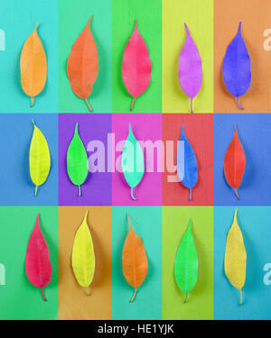 Colorful Leaves On Wood Table Stock Photo