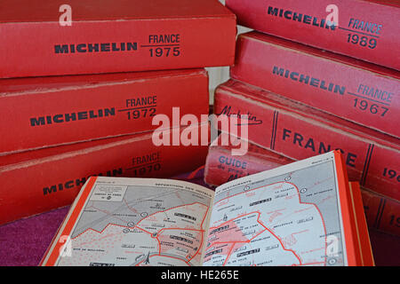 old Michelin red guide France french Stock Photo