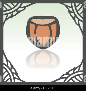 Vector outline hazelnut food icon in hand drawn frame. Elements for mobile concepts and web apps. Modern infographic logo and pictogram. Stock Vector