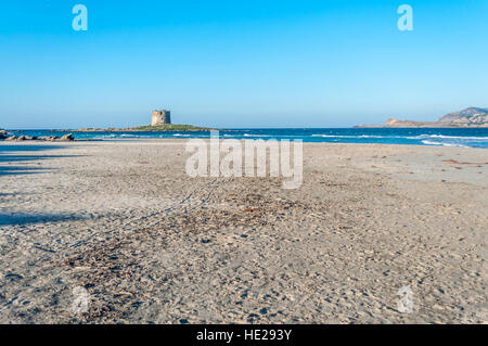 Stintino beach la pelosa in a sunny windy day of winter, sardinia Stock Photo