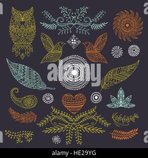 boho handmade set of elements Stock Vector