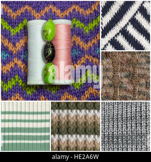 Collage from knitted texture Stock Photo