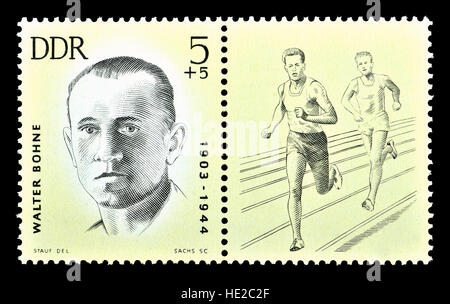 East German postage stamp (1963) : Walter Bohne (1903-44) long-distance runner and Communist resistance fighter against the Nazis. Shot by the Gestapo Stock Photo