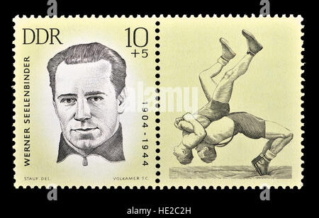 East German postage stamp (1963) : Werner Seelenbinder (1904 – 1944) German communist and Olympic wrestler. Stock Photo