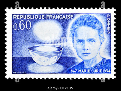 French postage stamp (1964) : Marie Curie (born  Maria Salomea Sklodowska: 1887-1934) Polish and naturalized-French physicist and chemist. Conducted.. Stock Photo