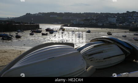 Small fishing boats in the harbour at St.Ives, Cornwall, England, UK Stock Photo