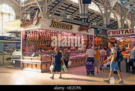 Central Market, (Mercado Market), Meat Stall, Valencia, Spain, Europe Stock Photo