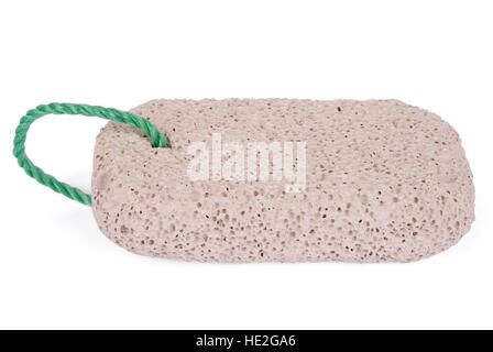 Sponge bath with green rope. Isolated on white background. Clipping path included.