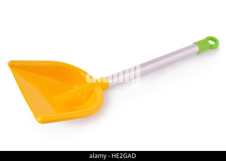 Children toy shovel isolated on white. Clipping path inside. Stock Photo