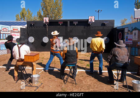 Competition at the Fastest Gun Alive World Championship Cowboy Fast Draw in Fallon, Nevada Stock Photo