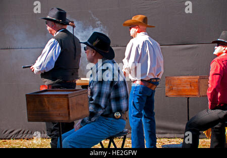 Competition at the Fastest Gun Alive World Championship Cowboy Fast Draw , Fallon, Nevada Stock Photo