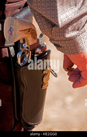 Competitor at the Fastest Gun Alive World Championship Cowboy Fast Draw in Fallon, Nevada Stock Photo