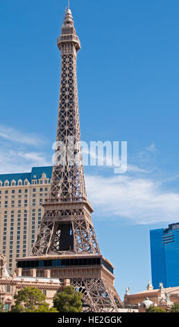 Paris, the French-themed casino hotel with a half-size Eiffel Tower, in Las Vegas, Nevada Stock Photo