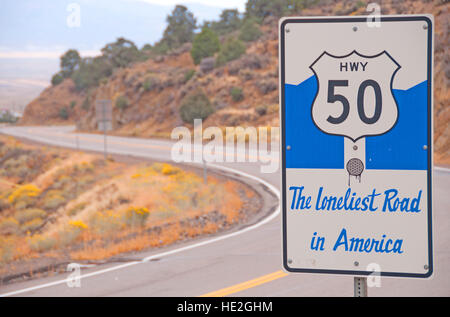 Route 50 sign - the loneliest road in America, Nevada Stock Photo - Alamy