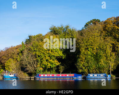 Narrow Boat on River Thames, Reading, Berkshire, England Stock Photo