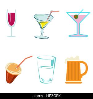 Alcohol drinks and cocktails in glasses decorative icons set isolated vector illustration Stock Vector