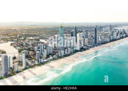 SURFERS PARADISE, AUS - SEPT 04 2016 Aerial view of Surfers Paradise on the Gold Coast, Queensland, Australia Stock Photo