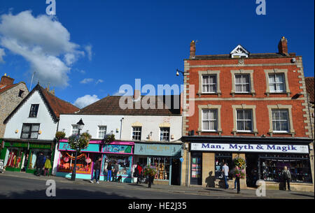 Glastonbury High Street, Somerset, UK Stock Photo