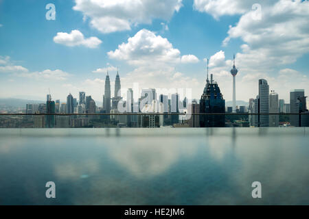 Swimming pool on roof top with beautiful city view Kuala lumpur, Malaysia. Stock Photo