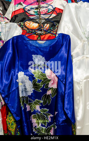 Souvenir silks at the original Mutianyu section of the Great Wall, Beijing, China. Stock Photo