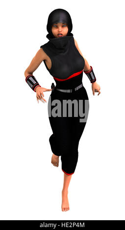 3D rendering of a female ninja isolated on white background Stock Photo