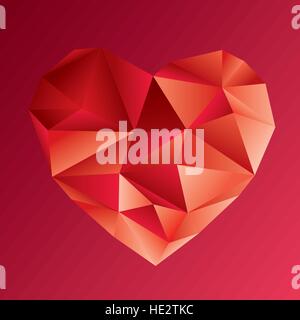 Red heart card geometric style full vector Stock Vector Image & Art - Alamy