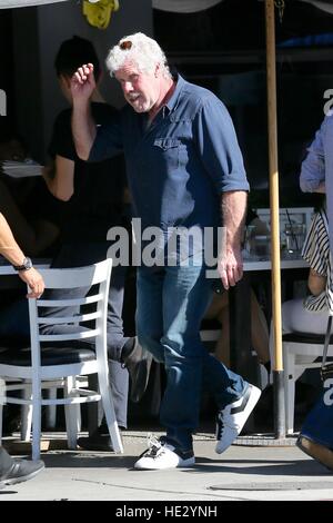 Ron Perlman seen getting into his new Tesla Model S after breakfast at Toast Bakery  Featuring: Ron Perlman Where: Los Angeles, California, United States When: 03 Nov 2016 Stock Photo