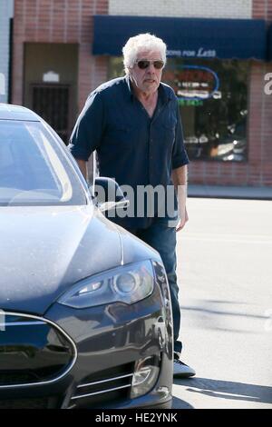 Ron Perlman seen getting into his new Tesla Model S after breakfast at Toast Bakery  Featuring: Ron Perlman Where: Los Angeles, California, United States When: 03 Nov 2016 Stock Photo