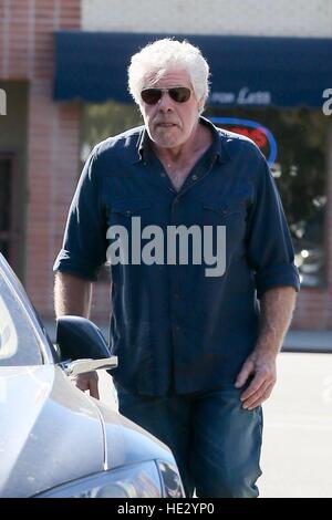 Ron Perlman seen getting into his new Tesla Model S after breakfast at Toast Bakery  Featuring: Ron Perlman Where: Los Angeles, California, United States When: 03 Nov 2016 Stock Photo