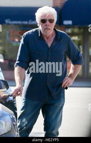 Ron Perlman seen getting into his new Tesla Model S after breakfast at Toast Bakery  Featuring: Ron Perlman Where: Los Angeles, California, United States When: 03 Nov 2016 Stock Photo